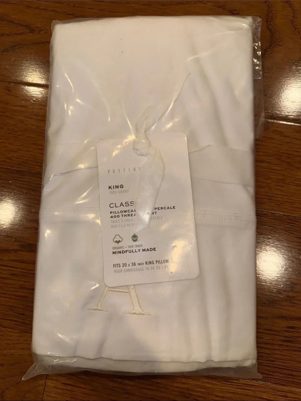 Pottery Barn White King Pillowcase Set - Classic Percale “A”